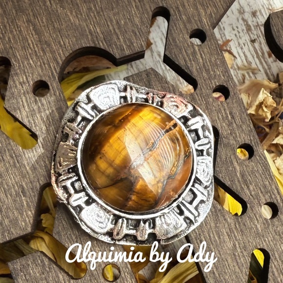 Huge tiger eye round maxi adjustable ring - Picture 1 of 1